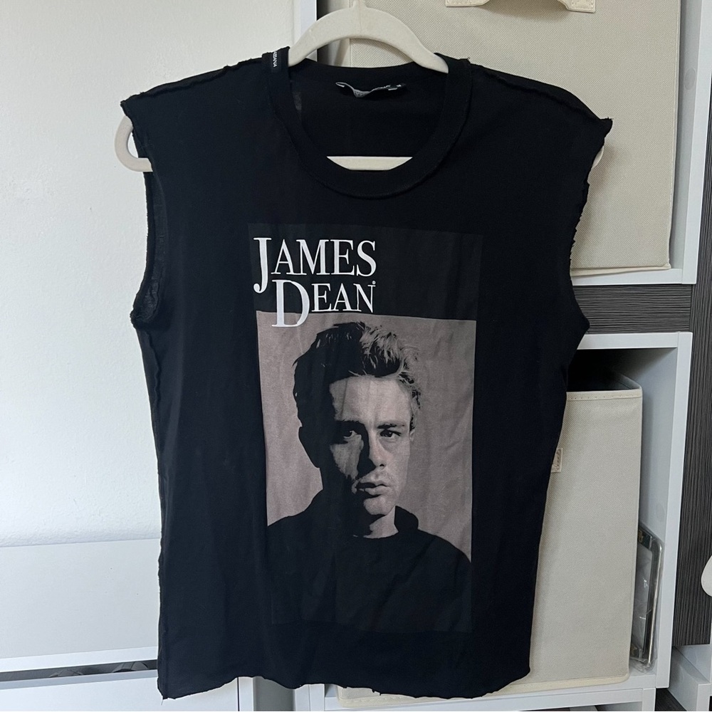 Dolce & Gabbana James Dean Cutoff Sleeveless Tank Top in Black